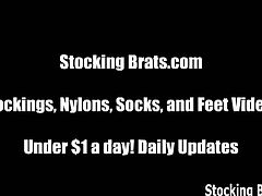 Stocking Brats brings you a hell of a free porn video where you can see how these kinky college sluts play with their sexy feet while assuming very interesting poses.