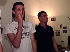 Click to watch these homosexuals, with big cocks and nice asses, while they fuck each other hard in different positions in a college dorm.