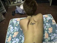 She must have loved hard rock, extreme sports and of course a big cock! Today her man tapes how she sucks him and how he bangs her! Nice homemade.