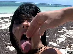 The weather was awesome.The sky was blue. It was like a paradise for the thirsting asshole of that tasty black haired bombshell. Her guy presented her booty hole amazing doggy pose fuck right away on sandy beach. Enjoy that steamy and amazing fuck in Pinko HD sex clip!