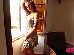 Watch this sexy redhead busty teen, striping and teasing us with her cute dress. She has nice soft huge tits, with lovely round ass and a sexy body. Checkout how she takes off her clothes and shows off her boobs and body. Enjoy!