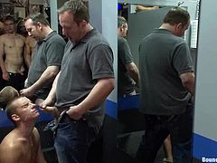 Submissive Sebastian Keys gets tied up and humiliated by guys. Sebastian also sucks big dicks and also gets banged in his ass.
