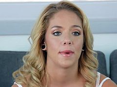Cute blonde teen babe Sadie North is finally ready for her porn debut. Watch as this cutie blows big cock before taking it in her tight snatch for a big cumshot.
