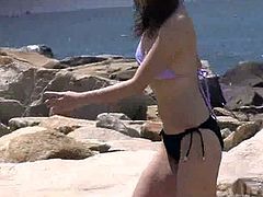 stealing bikini of girls on beach...5