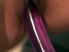 Two gorgeous babes love to fuck one dildo fellow. Their smooth pussies swallow it like noodle from both sides. This extremely hot lesbians sex video deserves your time.