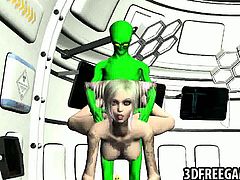 Hot 3D blonde babe gets fucked by a green alien