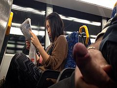 Flash Asian Girl on Train