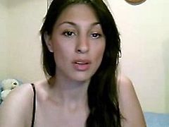 Those shaking boobs are simply astounding during brunette babe's sensual solo webcam performance