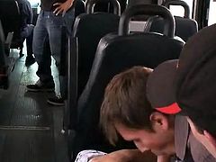 Young college men have porn inside the public bus