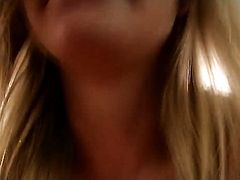 Blonde is out of control with fresh sperm on her face