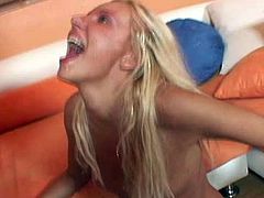 Sexable blonde hoochie Luci Diamond gets banged brutally in a doggy position