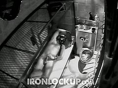 Even the police won't stop his horniness. Watch the naked inmate playing and masturbating his cock being alone for how many months now missing his boyfriend.