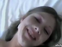 Sweet looking brunette teen gets her smooth pussy rammed hard doggy style. She is sex appeal babe with nice boobs. Just enjoy watching her for free.
