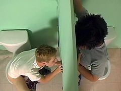 Nevin Scott and Braden Fox have the hot hot get laid inside the public bathroom!