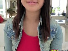 Make sure you don't miss sexy Asian babe Daisy Summers enjoying a meaty schlong. After blowing it like a real nympho she took it up her tight and wet slit.