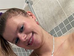 Benji is a sexy blonde taking a shower and showing off her sexy body to the camera as she does in this hot solo scene.