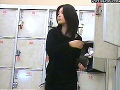 Enjoy this hot voyeur vid where some hot Japanese brunettes get caught in the changing room. Their asses and tits are looking fine today!