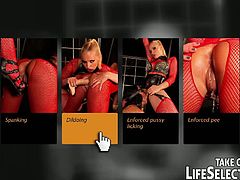 Life Selector brings you a hell of a free porn video where you can see how this naughty brunette slave gets bound and dildoed into heaven by her mistress.