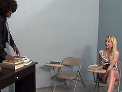 Slutty blonde Charity Love shows her armpits to a black dude and lets him lick them. Then she pleases the man with a blowjob and they fuck in the missionary and the cowgirl poses.