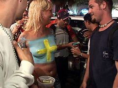 Dude, I was on the street festival and taped there many voracious hotties! Girls didn't ashamed to demonstrate their natural knockers for me! Just enjoy them, dude!