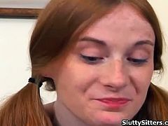 Slutty Sitters brings you a hell of a free porn video where you can see how this wild redhead teen and a saucy blonde milf share a hard cock while assuming hot poses.