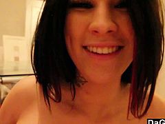 Stunning teenage babe Angel Starr is on her knees to blow this meaty cock like a real goddess. She knows how to make him cum and wants to swallow his huge load.