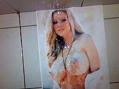 Cumshot tribute on a stunning busty blonde (12 spurts!)