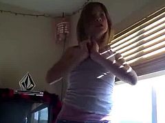 Teen dances on her bed