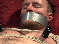 Drake is a hot male with a big hard cock which his executor wants to take full advantage of it. He tied up Drake nice and tight and now he plays with that big piece of meat, teasing him and making him wanna cum a lot. After he rubbed the tip of his penis with vibrators and taunted him, he now finally has a taste!