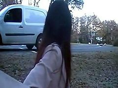 Public outdoors blowjob