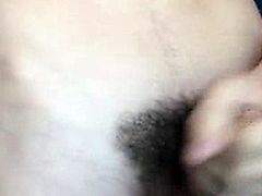 Young Asian twink strips and then shoots a big cum load over his body.