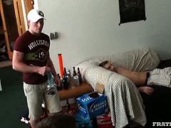 Fraternity X brings you a hell of a free porn video where you can see how this VERY Drunk dude gets fucked hard by his kinky friends without even knowing that's happening.