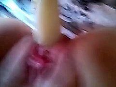 Here is great amateur video of Up close juicy pussy with dildo