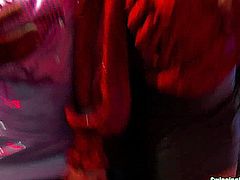 Lusty party sluts dancing erotically and fucking huge cocks in a sexual orgy in club