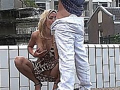 Blonde bitch get fucked on public place