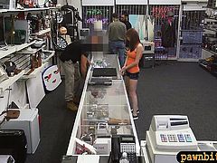 Nerd chick pounded by horny pawnkeeper in the pawnshop