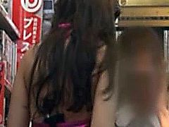 Asian publicsex amateur tasting hard cock in the video store