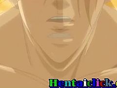 Cute hentai gay lovers secretly kiss and sex