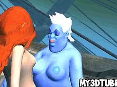 3D Ariel gets fucked hard underwater by Ursula