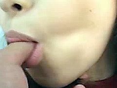 Asian jizz lover sucking a dick pov style and looking awesome