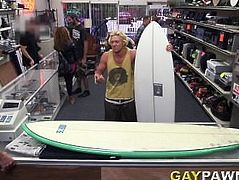 blonde surfer needs cash