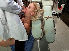 blonde fingered and mouth fucked by her gynecologist