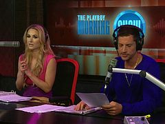 Nat Faxon is on the playboy morning show talking with the hosts. Three sexy girls show off their sexy bodies to the guest and morning host. They have a lot of fun and even plays a few games. Which girl will win?