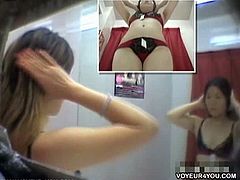 The Asian chicks that go in these fitting rooms have no clue they are filmed. They act all natural and try on sexy lingerie as if they were alone inside the cabins.