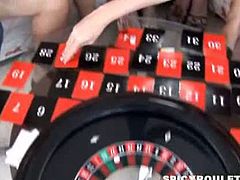 Eight naughty teens playing Sex Roulette game and fucking