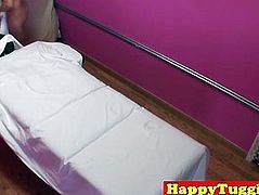 Real asian masseuse toying dick