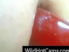 Girl plays with asshole - anal toys insertion - cap from wildhotcams.com