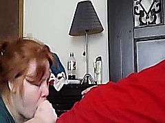 Hot amateur video of Redhead wife has oral sex