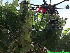 Drone spies on lesbians making out in the open air