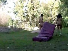 Shemale Vera and her man fuck each other outdoors